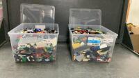 (2) SMALL BINS FILLED W/ LEGO