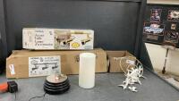 3-LIGHT & 2-LIGHT TRACK LIGHTINS, CERAMIC SEAGULL WIND CHIMES, STROBE LIGHT