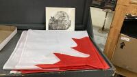 BIG CANADA FLAG & UNFRAMED WOLF PRINT