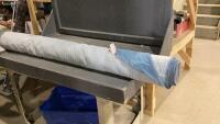 BLUE FABRIC WITH COLOURED DOTS