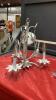 (3) LIGHT FIXTURES - 3-LIGHT TRACK LIGHTING, SMALL CHANDELIER W/ PINK CRYSTALS, TABLE LAMP (NO SHADE) - 2