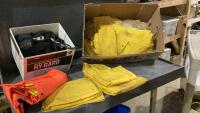 BOX WITH RAIN SUITS, CARGO NET