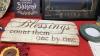BOX W/ REFLECTIVE LIGHTHOUSE PICTURE, WOOD COUNTRY STYLE DECOR, PICTURE FRAME, "BLESSINGS" SIGN - 4