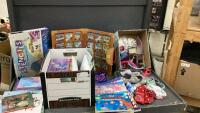BOX W/ GIRL HAIR ACCESSORIES AND KIDS BOOKS