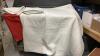 SMALL TOTE W/ WHITE BEDSPREAD & (2) SQUARE PILLOW SHAMS