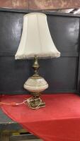 TALL VINTAGE TABLE LAMP W/ BRASS & GLASS BASE