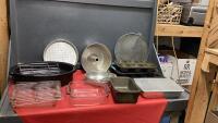 BOX W/ BAKEWARE - MUFFIN TINS, ANGEL FOOD PAN, LOAF PANS, PIE PANS