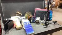 (2)BOXES BOOKS, LAMP, MIRROR, LAPTOP CASES, CRAYONS