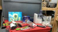 BOX W/ MOULINEX FOOD PROCESSOR, STARFRIT APPLE PEELER, BBQ UTENSIL