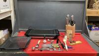 T-FAL MULTI-GRILL, KNIFE BLOCK, KITCHEN UTENSILS
