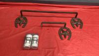 WESTERN THEME TOILET PAPER & TOWEL HOLDERS AND BERNIE BROWN SALT & PEPPER