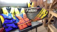 SKI DOO BOARD + (5) YOUTH/ADULT SIZE LIFE JACKETS