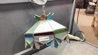 STAINED GLASS HANGING LIGHT FIXTURE - 15&rdquo; DIAMETER