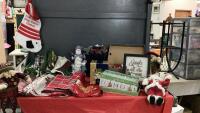 2 GOOD LIDDED TOTES W/ CHRISTMAS DECOR