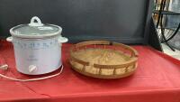 SMALL RIVAL CROCKPOT & WOOD LAZY SUSAN