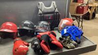 (3)BASEBALL HELMETS, KIDS SOCCER SHOES , KICK BOXING PROTECTION
