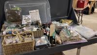 (2 ) TOTES WITH CRAFTING SUPPLIES + FLASHLIGHTS
