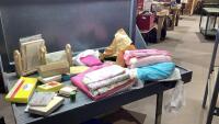 TOTE WITH ASSORTED FABRIC , GREETING CARDS, ENVELOPES
