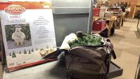(2) ITEMS - BAG WITH SMALLER LIGHTED CHRISTMAS TREE + BUMBLE YARD DECOR