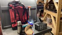 ROLLING SPORTS BAG, COLLAPSABLE SHOVEL, WATER BOTTLE PUMP
