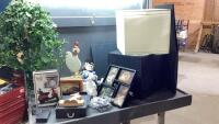 LAUNDRY BASKET WITH ARTIFICIAL PLANT, LAMP, COLAPSABLE STORAGE BINS