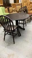 SMALL DROP LEAF PEDESTAL TABLE W/ (2) CHAIRS