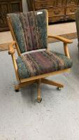 VINTAGE ROLLING WOOD OFFICE CHAIR