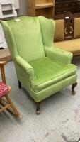 VOGEL GREEN VELVET RETRO WINGBACK CHAIR
