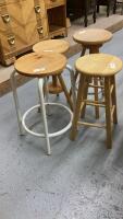 (4) WOOD STOOLS