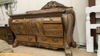 LARGE ORNATE DRESSER W/ BEVELLED MIRROR