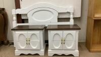 DOUBLE/QUEEN HEADBOARD W/ RAILS AND (2) SIDE TABLES