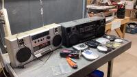(2) BOOM BOXES + DISCMAN(NOT HEADPHONES)