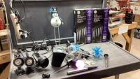 TOTE OF CHRISTMAS DECOR , LIGHTS , SOLAR LIGHTS