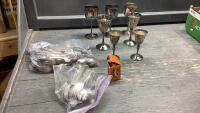 SILVERWARE PIECES - CUTLERY, WINE GLASSES