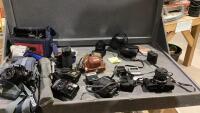 BOX OF ASSORTED VINTAGE CAMERAS AND EQUIPMENT