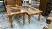 3-PIECE LIVING ROOM SET. W/ GLASS INSERTS