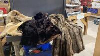 BOX OF FUR + LEATHER ITEMS