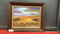 SMALL SUNSET OIL PICTURE - WOOD FRAME