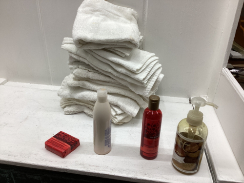 SALON TOWELS AND LOTIONS/SOAPS