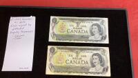 (2) CANADA 1973 $1 BILLS