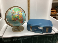 GLOBE AND A VINTAGE TRAVEL BAG