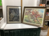 2 OLD FRAMED PICTURES -BUNKER HILL ADVANCE + BULL RIDER