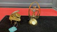 (2) CRYSTOCRAFT 24KT GOLD PLATED ORNAMENTS W/ SWAROVSKI CRYSTAL