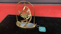 CRYSTOCRAFT 24KT GOLD PLATED ORNAMENT W/ SWARVOSKI CRYSTALS - SWIVEL CENTRE BUTTERFLY