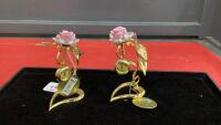 "CRYSTAL TEMPTATIONS" 24K GOLD PLATED ORNAMENTS W/ SWAROVSKI CRYSTAL.....WITH MINI CLOCKS
