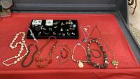 ASSORTED JEWELRY W/ A VARIETY OF STONES AND A TIMEX WOMEN'S WATCH