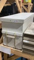 WOOD STORAGE BOX 48&rdquo;LONG X 14&rdquo; W X 20&rdquo;T WITH CAMPING SUPPLIES