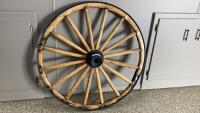 WOOD WAGON WHEEL W/ STEEL RIM