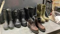 BOX OF BOOTS - RUBBER, LINED, WORK, ETC