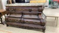 LARGE DECORATIVE DRESSER W/ FAUX MARBLE TOP